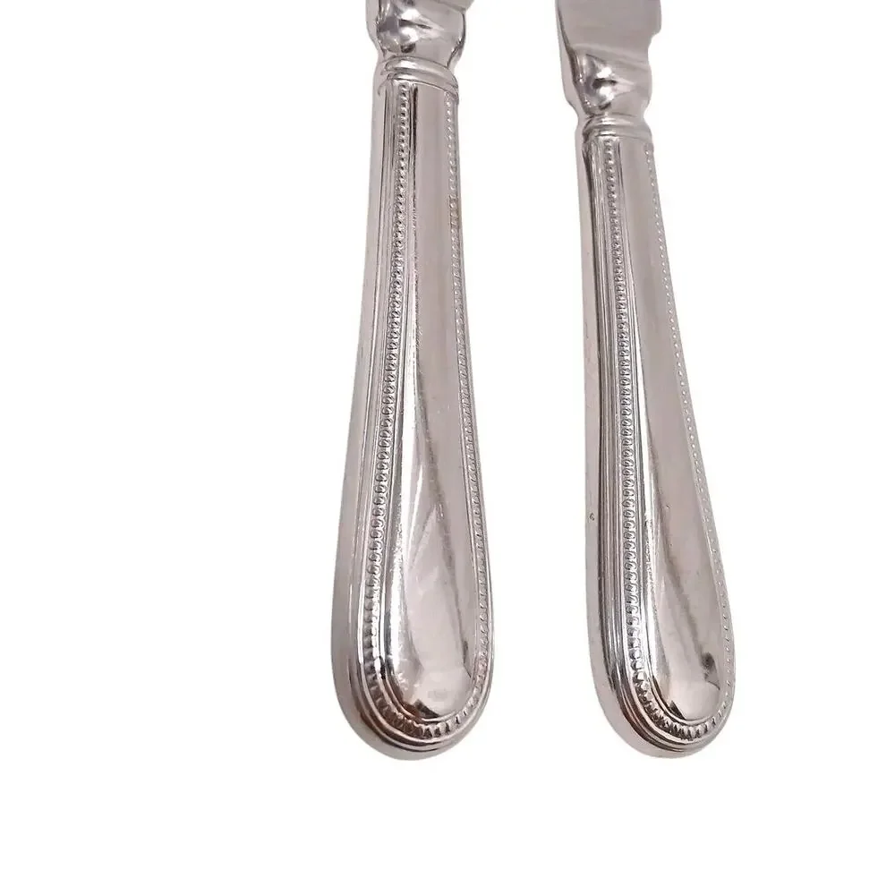 Towle 3 Dinner Knives BEADED ANTIQUE 9” Stainless Flatware Holiday‎ Mid Century